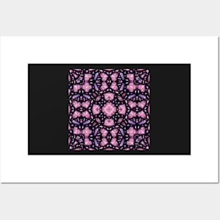 Crystal Hearts and Flowers Valentines Kaleidoscope pattern (Seamless) 11 Posters and Art